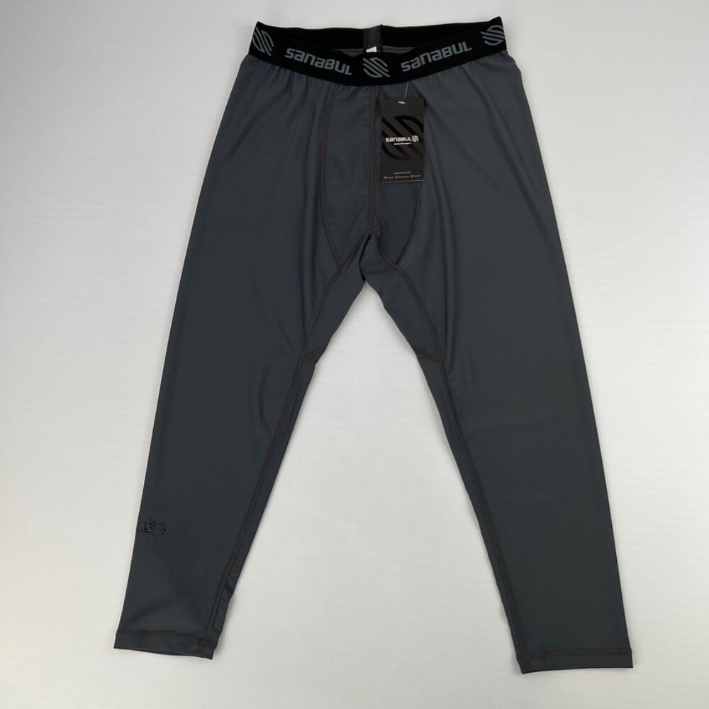 Sanabul Pant Men Small Stretch Crop Spell Out 24x20 Gray Training Run Gym Core N